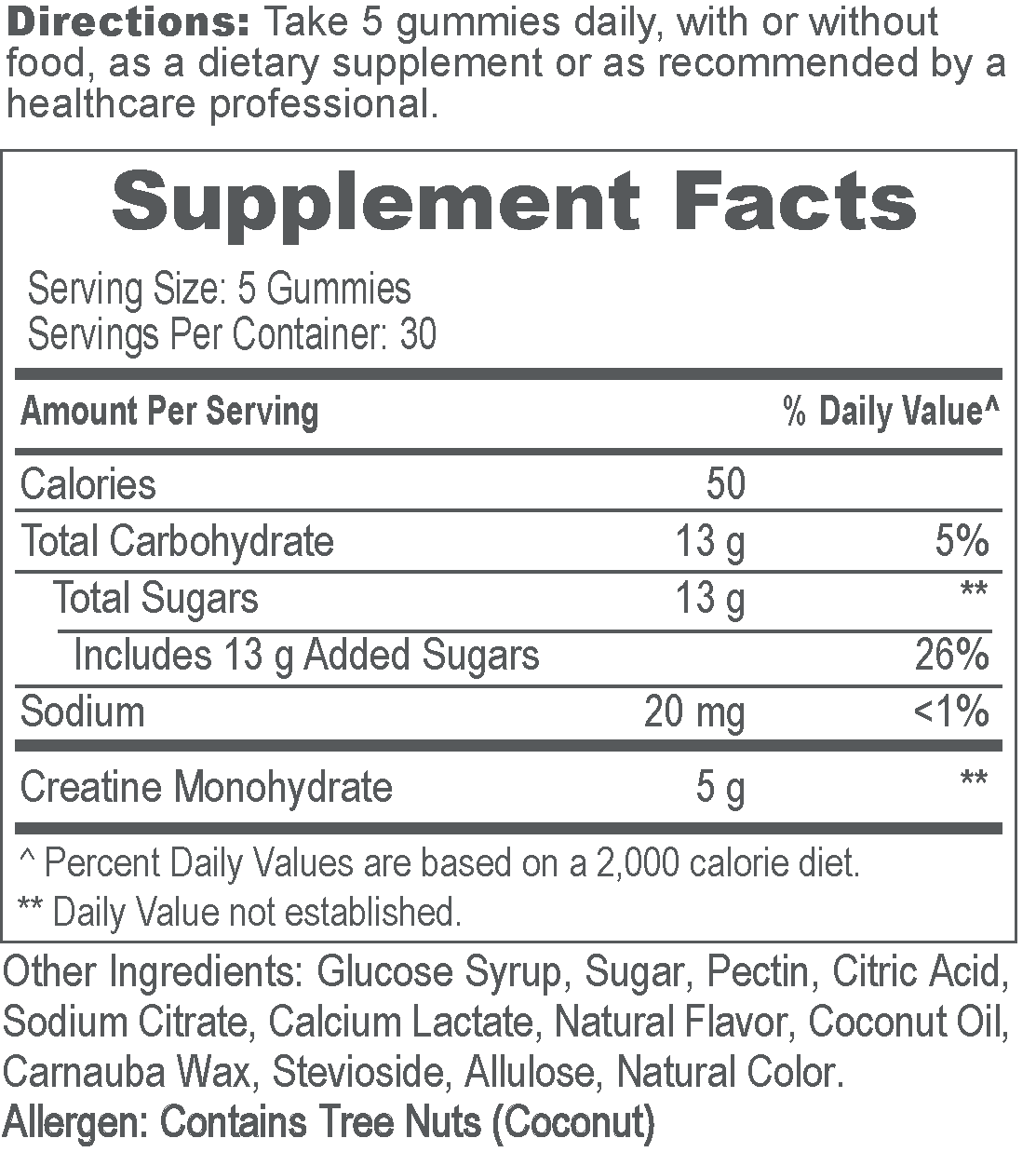 Performance Inspired Creatine Monohydrate Gummy - 150 Count - 5g Creatine Monohydrate - Lemon Flavor