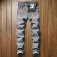 thumbnail image 6 of Jeans For Men Casual Retro Washed Straight Leg Stretch Denim Trousers Loose Summer Fall Outdoor Streetwear Pants For Men Light Gray 38, 6 of 9