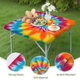 thumbnail image 4 of Colorful Rainbow Tie Dye Spiral Pattern Square Fitted Tablecloth with Elastic Edge,Square Table Cover,Washable Elastic Table Cover for Home Kitchen Party Decor 36"x36", 4 of 6