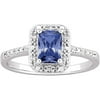 Faux Sapphire & Cz Ring With Fresh Water