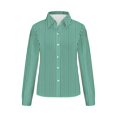 thumbnail image 4 of CLOISE Tees for Women Fall Trendy Striped Blouses Lapel Long Sleeve Tees Loose Button Down Color Block Basic Tops Y2k Outfits Green XL, 4 of 4