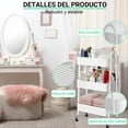 thumbnail image 4 of Carro de almacenaje metálico de 3 Niveles, Organizador de almacenaje Multifuncional, Carro de almacenaje con Ruedas para Dormitorio, salón, Cocina, baño, Oficina, 4 of 6