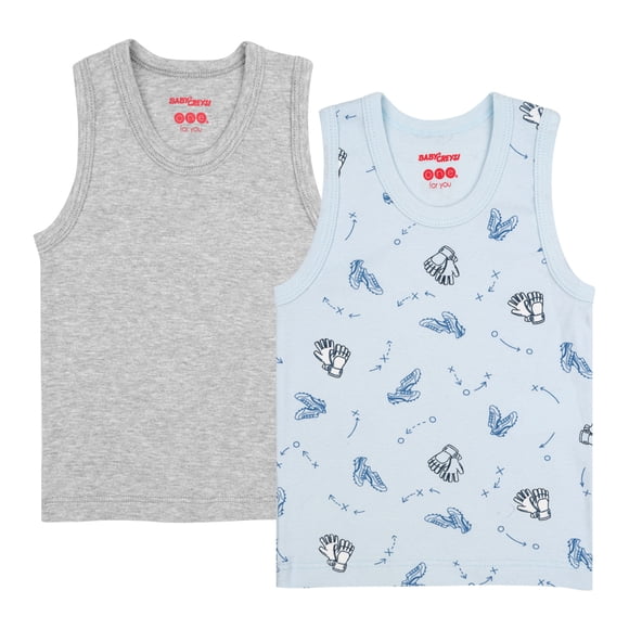 Camiseta Baby Creysi para Niño, sin Mangas Liso Azul Talla 8 Años, 2 Piezas