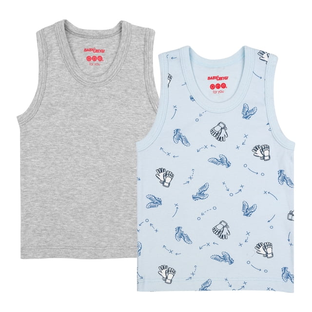 Camiseta Baby Creysi para Niño, sin Mangas Liso Azul Talla 8 Años, 2 Piezas