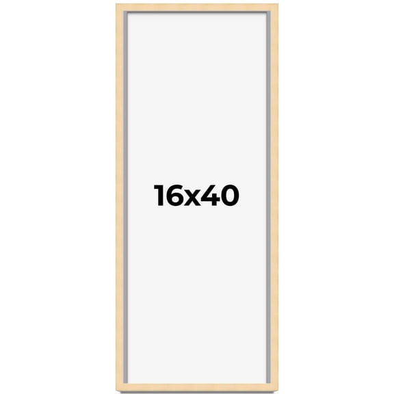16x40 Frame Natural Wood Picture Frame | 0.75 Inch Moulding Width | with UV Acrylic Plexiglass,