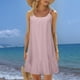 thumbnail image 2 of Mini vestido camisola sin mangas y sin espalda para mujer, para la playa, de poliéster, con volantes en el dobladillo, para cubrir el bikini, para llevar en vacaciones y en fiestas en la piscina., 2 of 8