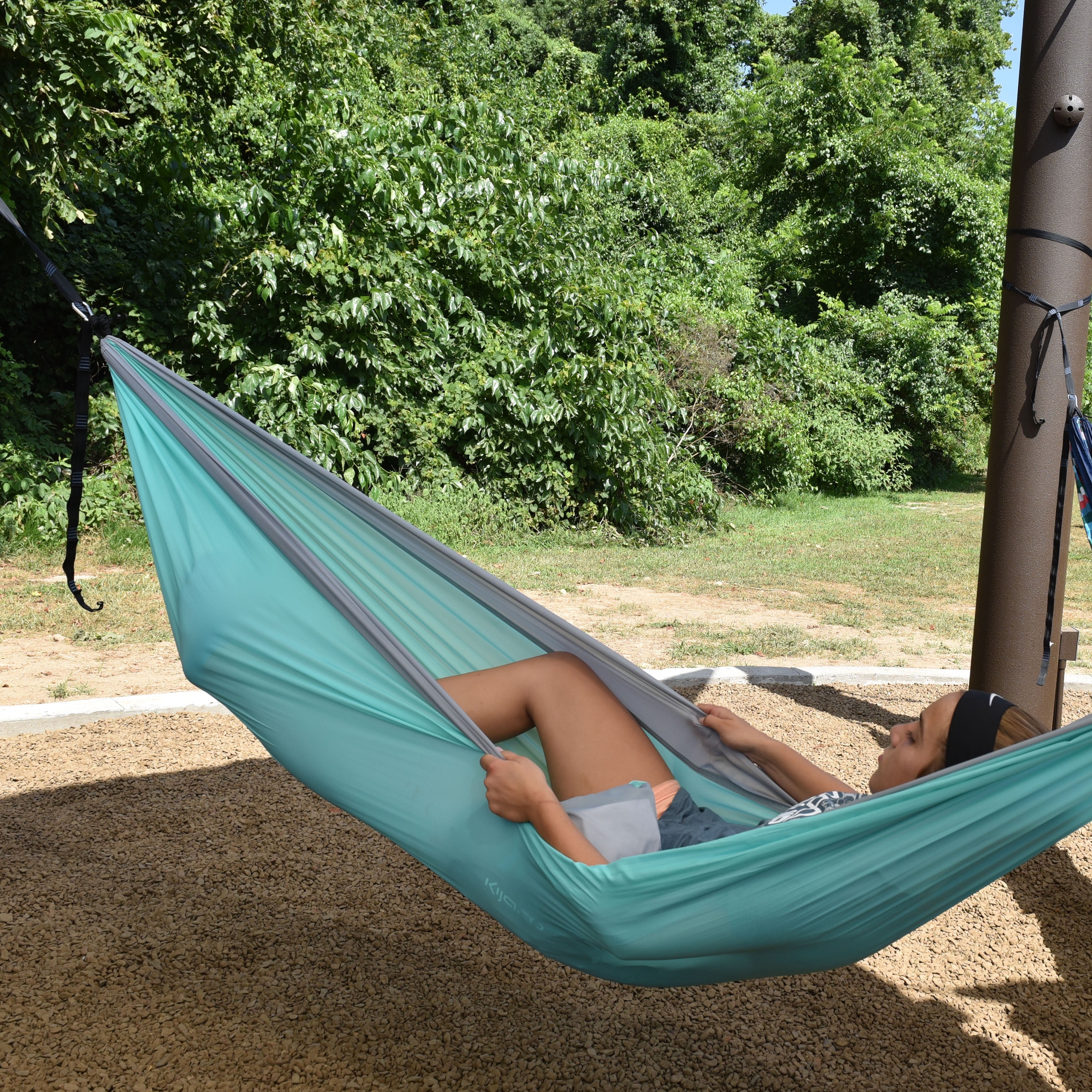 Equip 1 Person Gray and Mint Lightweight Portable Nylon Camping Travel Hammock