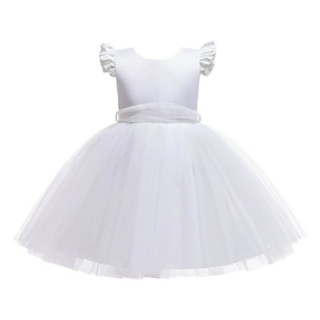 xfsWaSs Toddler Tulle Dress Flower Girl Dress Stylish Little Girl Dresses Children s Formal Wedding Pageant Party Birthday Princess Tutu Dresses 3-4 Years