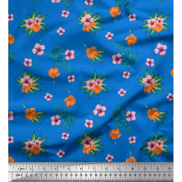Soimoi Rayon Fabric Leaves & Floral Fabric Prints By Yard 56 Inch Wide