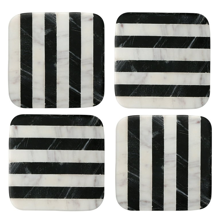 Black & White Marble Coasters 4pck