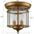 thumbnail image 3 of Antiqued Gold Flush Mount Ceiling Light Glass Shade Mid Century Modern 2-Light, 3 of 7