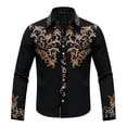 thumbnail image 4 of Western Retro Floral Print Long Sleeve Button Down Shirt for Cowboy Party and Outdoor Events Black L, 4 of 4