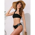 thumbnail image 4 of DARING DIVA Women's Floral One Shoulder Bikini Set X-Small Black, 4 of 6