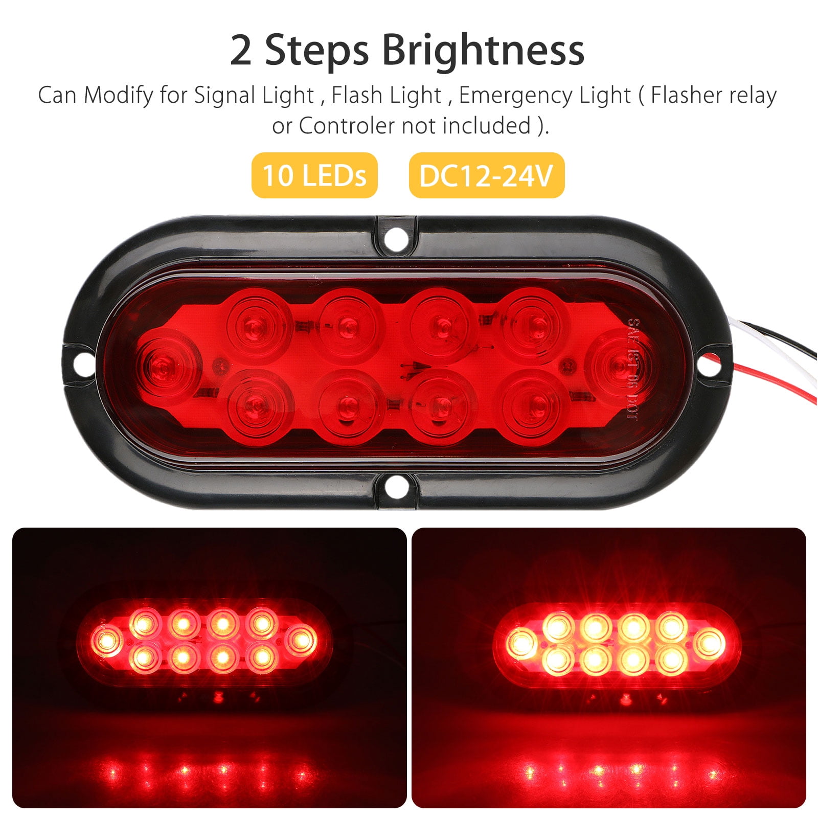 Eeekit 2 Pack 6 Stop Turn Brake Tail Light 12v 10 Led Trailer Eeekit 2 Pack 6 Stop Turn Brake Tail Light 12v 10 Led Trailer Lights Signal Flash For Truck Boat Rv Waterproof