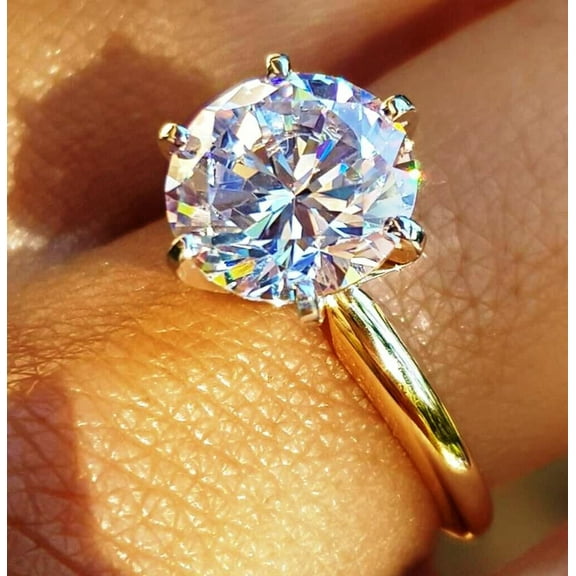 3Ct Lab Created Diamond Round Cut Solitaire Engagement Ring 14K Yellow Gold Plated