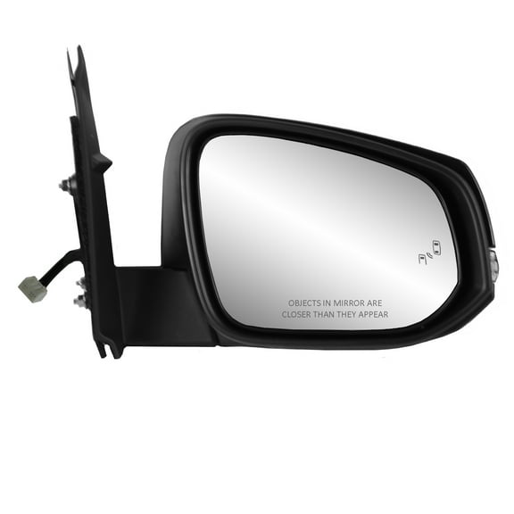70221T - Fit System Passenger Side Mirror for 16-18 Toyota Tacoma, textured black w/ chrome cover, turn signal, blind spot detection system, foldaway, w/o puddle lamp, w/o spot Mirror, Heated Power