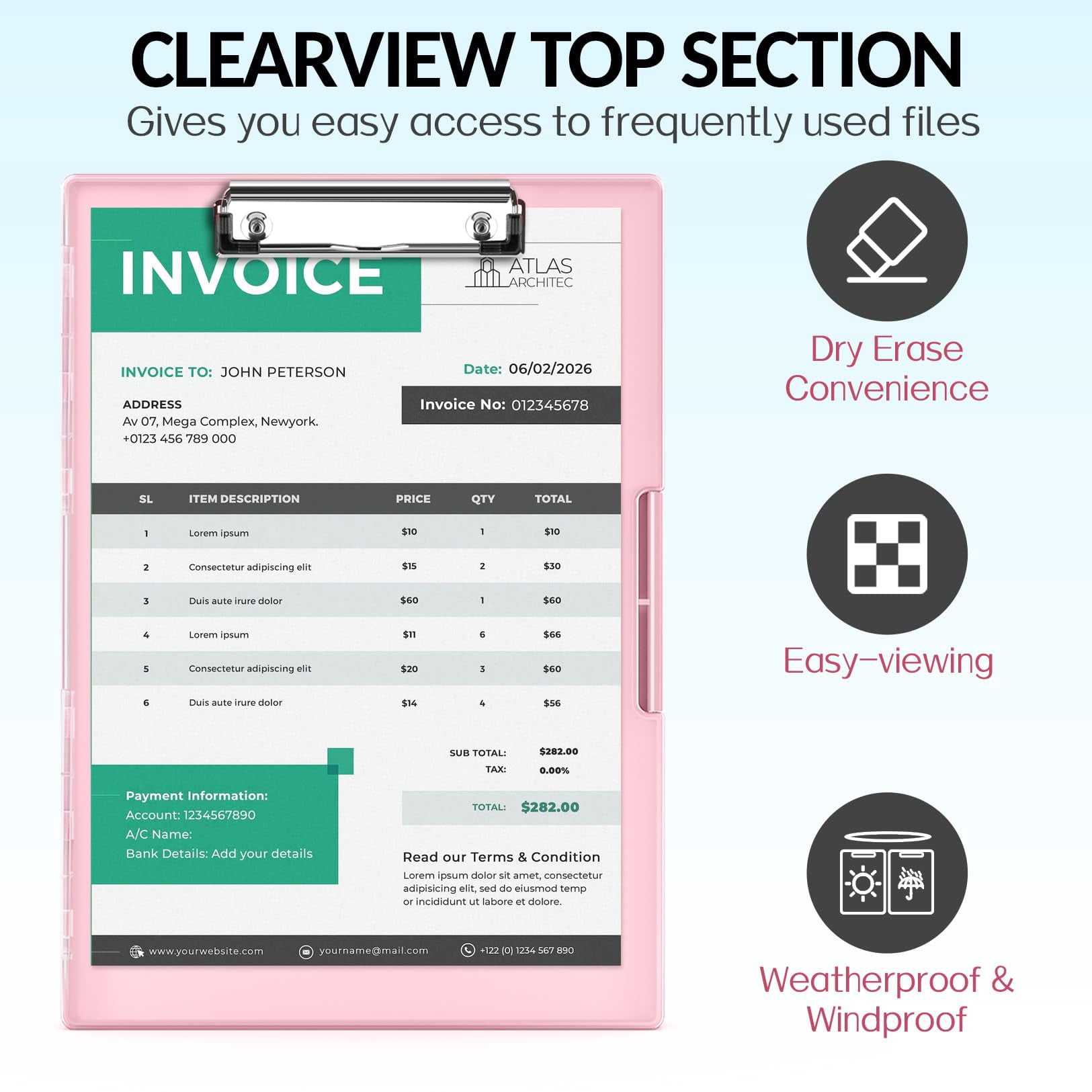 Clipboard With Storage  Heavy Duty Cleaview Clip Boards 8.5x11 Dual Dry Erase Plastic High Capacity Clipboards Folder For Teacher Nurse School & Office Supplies