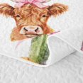 thumbnail image 5 of Manfei Animal Highland Cow Quilt King 3 Pieces,Western Cowgirl King Coverlet Set,Khaki Pink White,1 Bedspread and 2 Pillowcases, 5 of 7