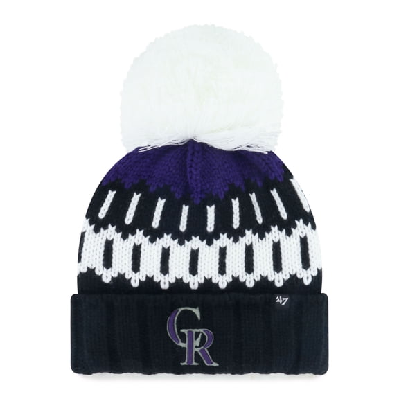 Women's '47 Black Colorado Rockies Felicity Cuffed Knit Hat with Pom