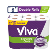Viva Signature Cloth Paper Towels, 6 Double Rolls, 86 Sheets per Roll (2 pack)