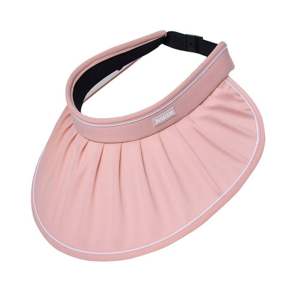 LIIPEE Women Sun Visor Hats Solid Color Wide Brim Packable High Ponytail Hat Sunscreen Sunshade Beach Hats Protection Caps Female Stylish Daily Wear Visor Hat,Pink,One Size