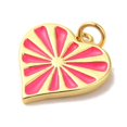 thumbnail image 2 of 10pcs Rack Plating Brass Pendants with Enamel and Jump Ring Cadmium Free & Lead Free Long-Lasting golden Heart Charm Deep Pink 17.5x16.5x2mm Hole: 3mm, 2 of 3