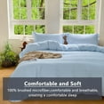 thumbnail image 4 of Light Blue Gingham Ruffle Duvet Cover King Size, 3 Pieces Soft Pre-Washed Microfiber Checked Plaid Comforter Cover Set, Vintage Farmhouse Bedding Set(Blue Gingham, King 104"x90"), 4 of 9