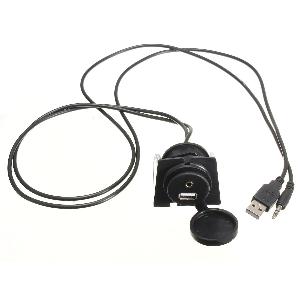 1m 3.5mm Car Dashboard Flush Mount USB 2.0 AUX Socket Extension Lead Panel Cable