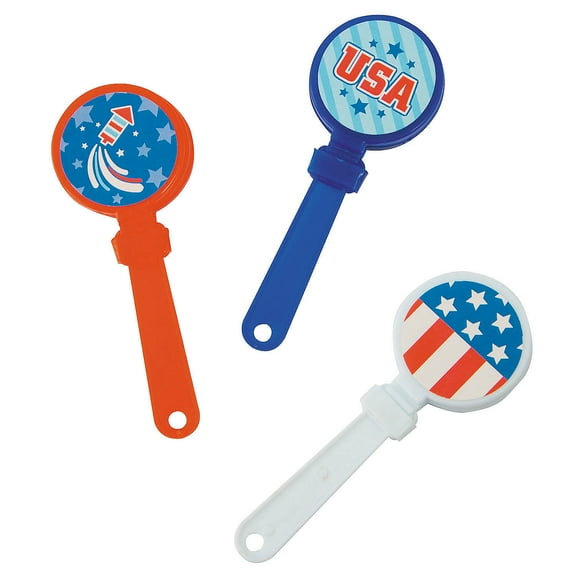 Fun Express 1 1/2" x 4" Bulk 48 Pc. Mini Patriotic USA Plastic Clappers