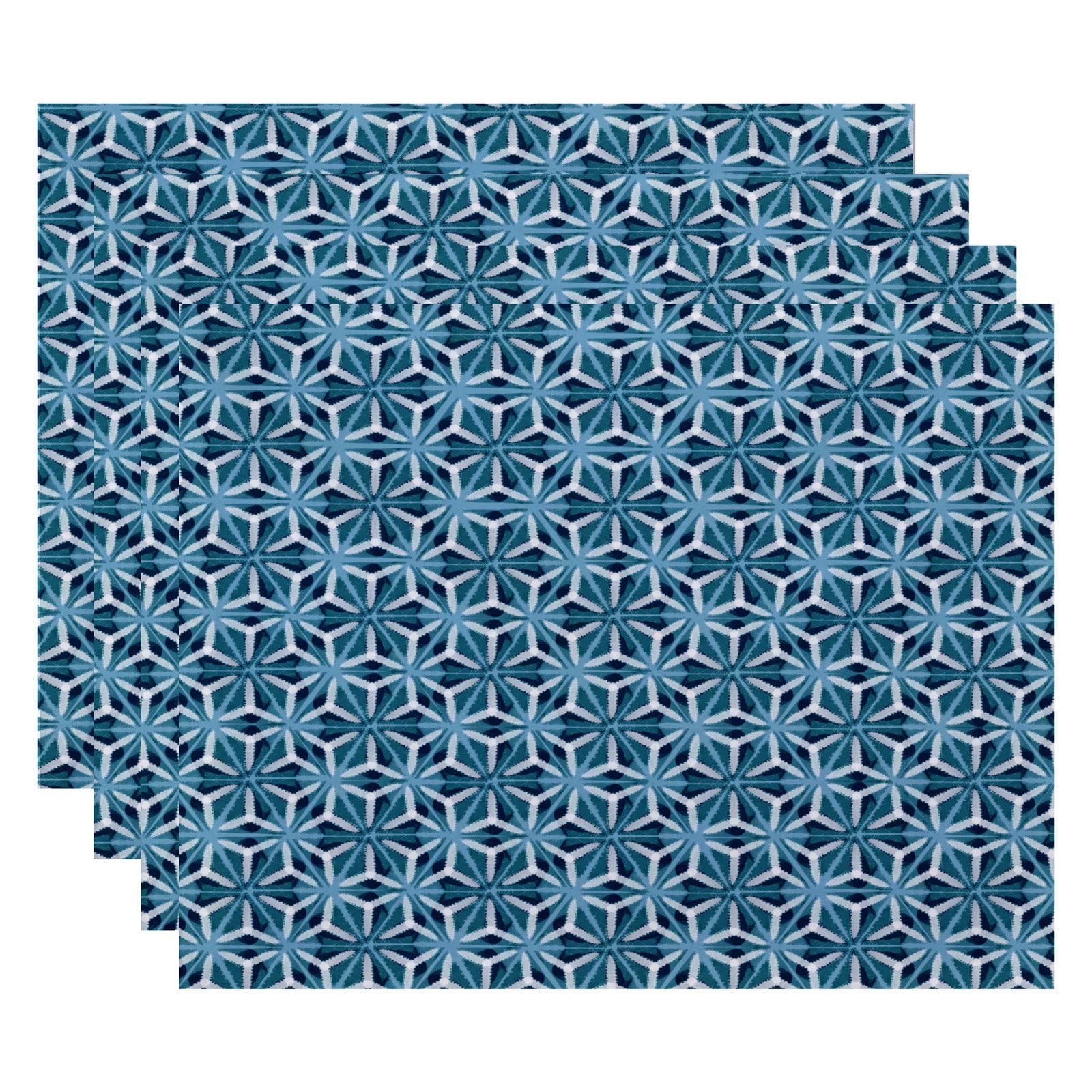 Simply Daisy 18" x 14" Water Mosaic Geometric Print Placemat, Set of 4