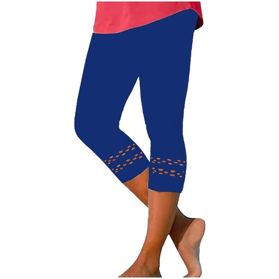 XFLWAM Women's Summer High Waisted Solid Color Capris Matching Slim Fitting Yoga Gym Pants