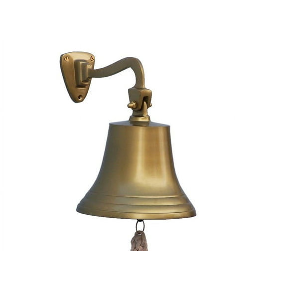Antique Brass Hanging Ship's Bell 9"- Antique Brass Bell- Nautical Home Decor