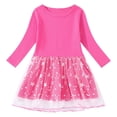 thumbnail image 3 of COM1950s Robe Longue avec Manches, Robe en Coton à Manches Longues et Col Rond pour Filles avec Empiècements en Mesh, Jupe Décontractée Ample et Confortable, Robe d'Été Décontractée, 3 of 4