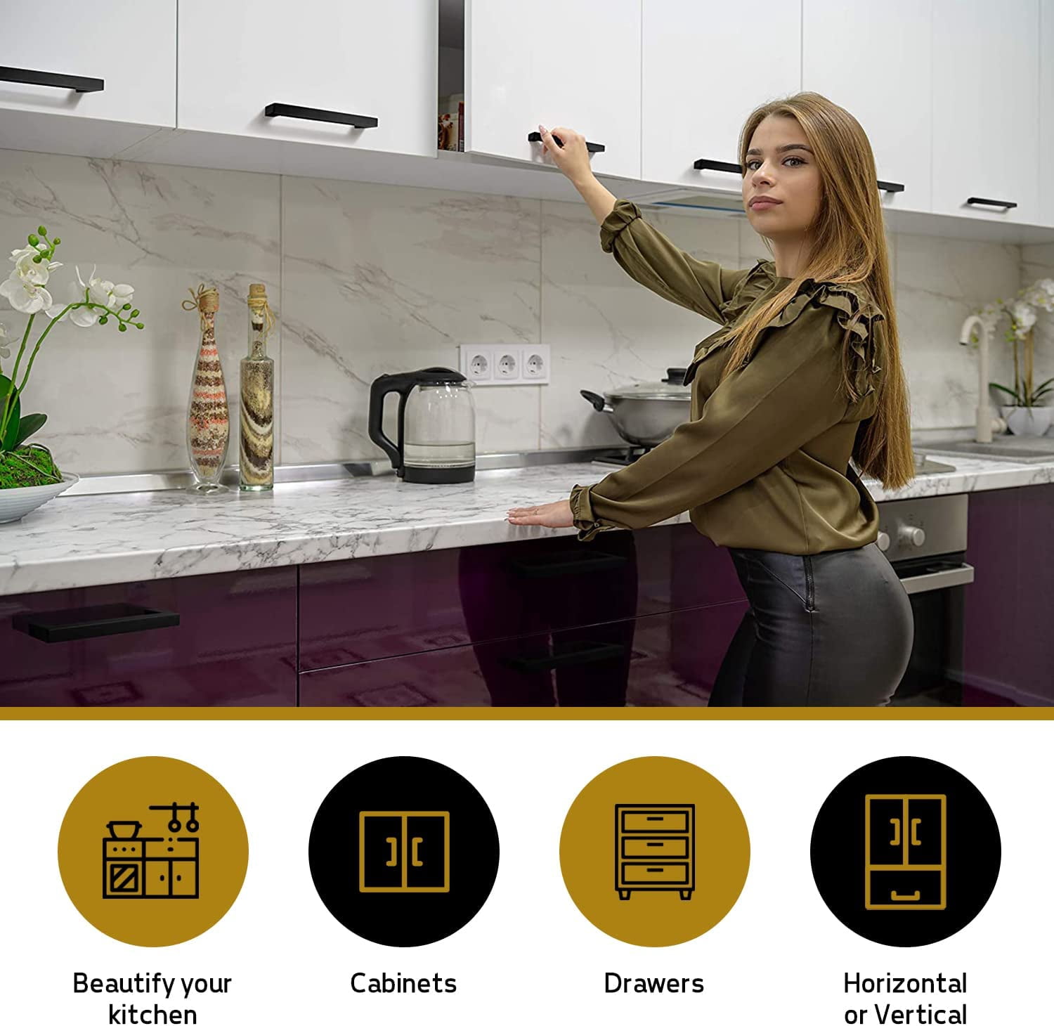 Mega Handles / Cabinet Pulls 6.75 Inch / Stainless Steel Cabinet Handle Pulls / Matte Black / 12 pack