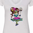 thumbnail image 4 of Inktastic DÃ­a De Los Muertos Girl with Skull Balloon Women's V-Neck T-Shirt, 4 of 5