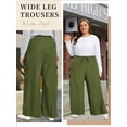 thumbnail image 6 of SWQZVT Womens Pants Plus Size Cargo Pants for Women Lightweight Wide Leg Loose Drawstring Pants Elastic Waist Lounge Pants With Pockets 2XL, 6 of 7