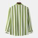 thumbnail image 2 of Camisa a rayas para hombre, manga larga, cuello vuelto, blusa holgada con botones para uso diario y trabajo, 2 of 5