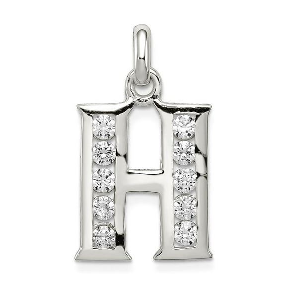 925 Sterling Silver Polished White Cubic Zirconia Letter Name Personalized Monogram Initial H Pendant Necklace Pendant f