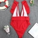thumbnail image 5 of Augper Women's Solid Color Sexy Ruffled Backless Chest Pad Swimsuit Beachwear Set, 5 of 6