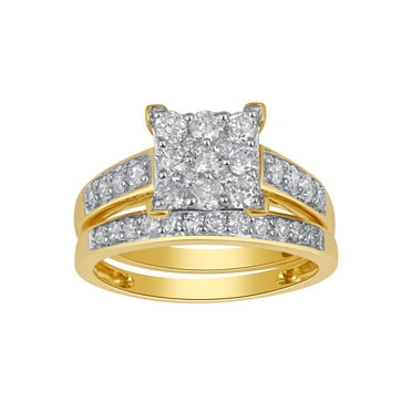 Forever Bride Square, Cluster Ring 1 ct in 10K Yellow Gold