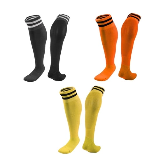 Lian LifeStyle 3 Pairs Knee High Sports Socks for Soccer, Softball, Baseball, Soccer, and Many Other Sports XL002 Size S Black,Orange,Yellow