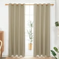 thumbnail image 3 of Deconovo 100% Blackout Curtain Full Light Shading Curtain with Silver Back Coating for Hall/Dorm Window,52x95 inch,Beige,2 Panels, 3 of 7