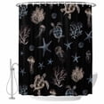 thumbnail image 2 of Black Coastal Waterproof Fabric Shower Curtain,Nautical Summer Beach Sea Turtle Starfish Waterproof Fabric Shower Curtain for Bathroom Curtains Bathtubs Shower Curtains with 12 Hooks Standard 60x72, 2 of 8