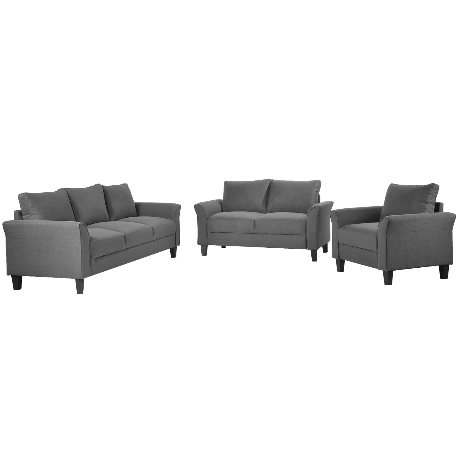 Dcenta Polyesterblend 3 Pieces Sofa Set, Living Room Set