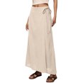 thumbnail image 2 of Wxolcjlv Women's Solid Wrap Tie Maxi Skirt High Waist Casual Long Skirts, 2 of 9