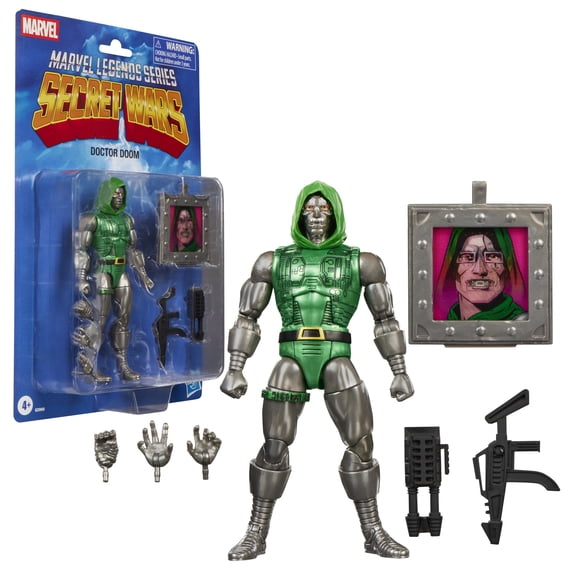 Marvel Legends Series Secret Wars Doctor Doom, Retro Fantastic Four Comics Collectible Action Figure (6”)