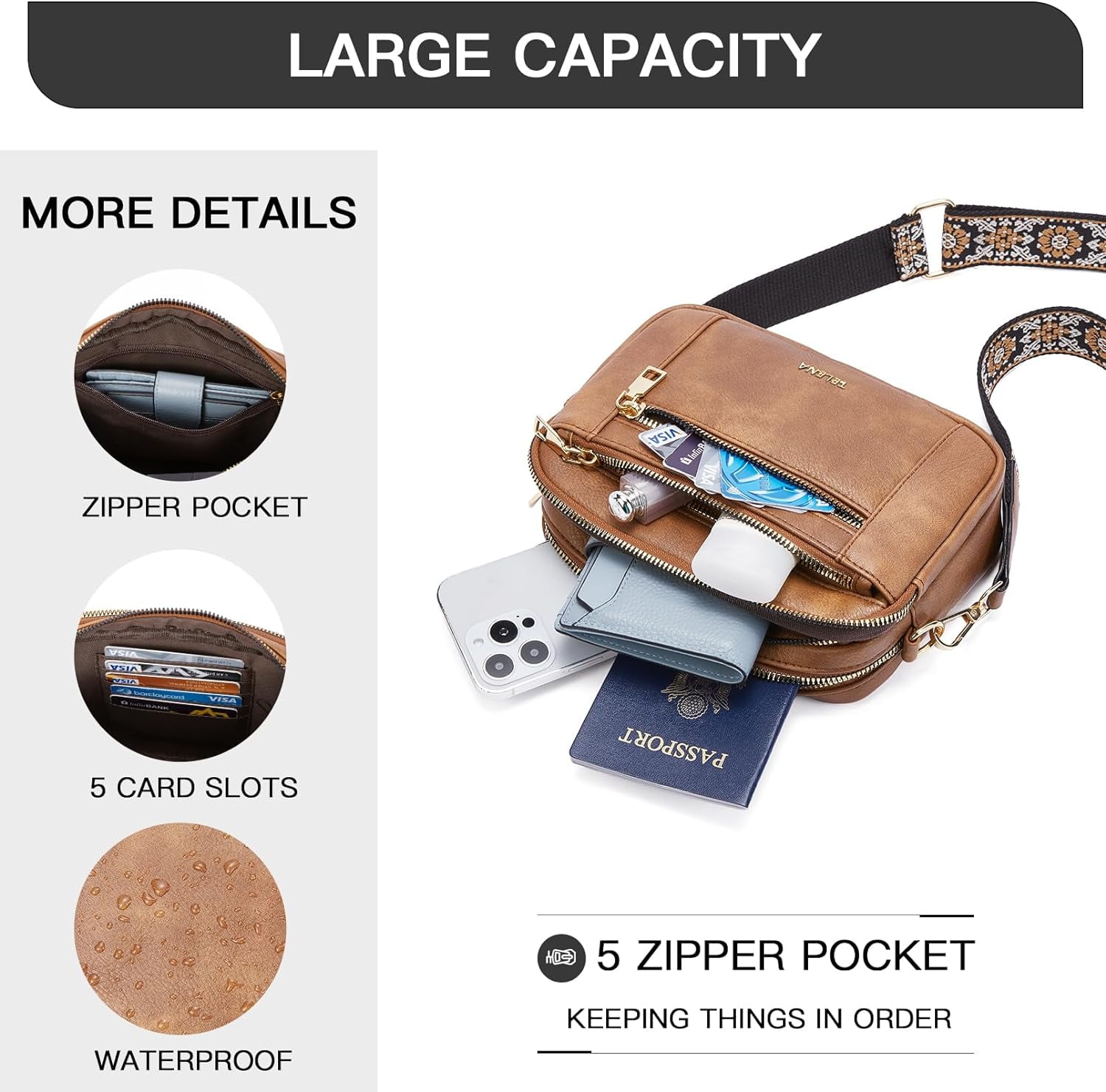 Crossbody Purse for Women Small Crossbody Bags Trendy Vegan Leather with Adjustable Shoulder Strap