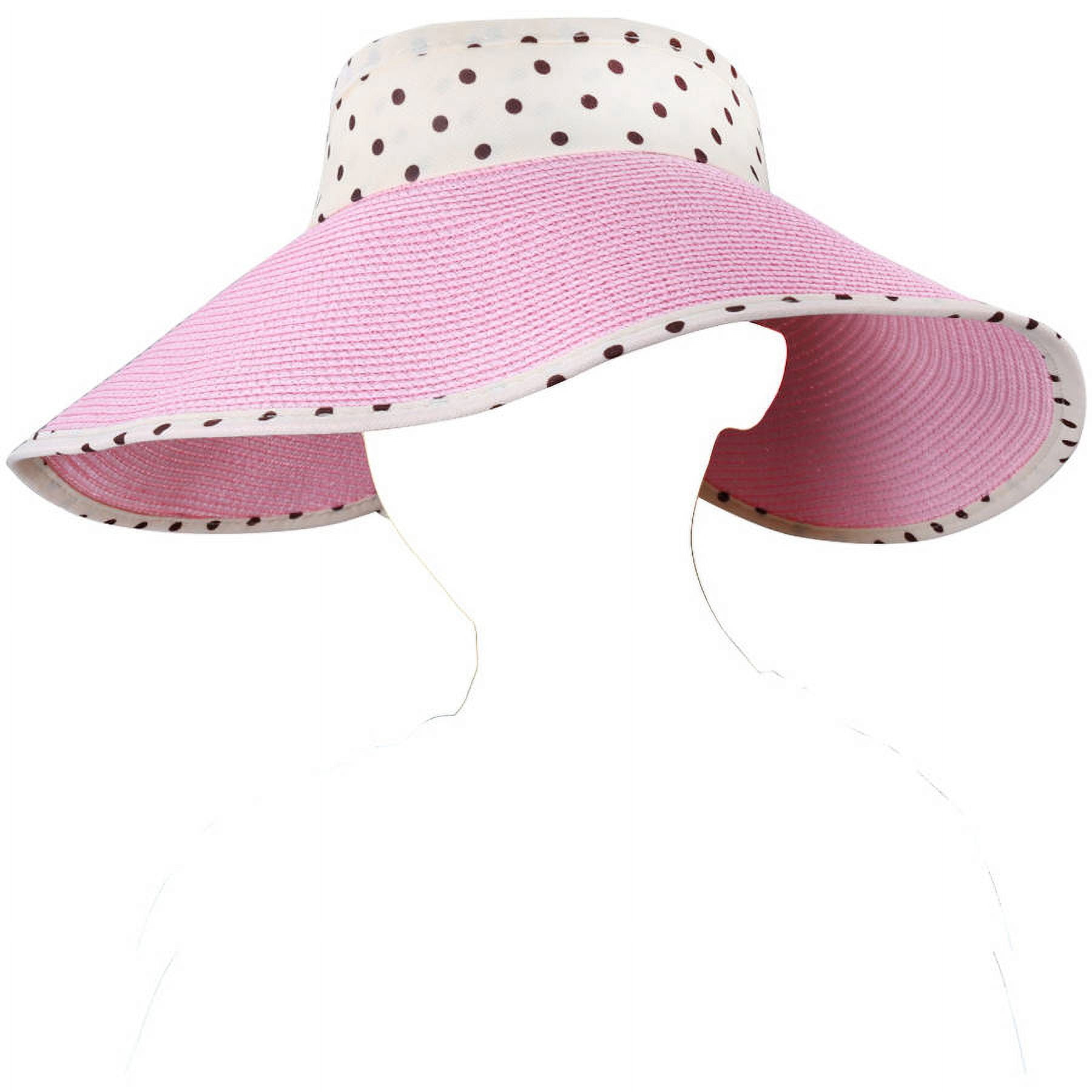Women's and Girl's Polka Dot Straw Visor Sun Hat