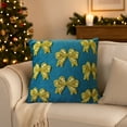 thumbnail image 2 of Velvet Christmas Pillow Cover with Bow, Green or Blue Color Option, Plush Holiday Decor for Sofa Bedroom Festive Atmosphere C, 2 of 6