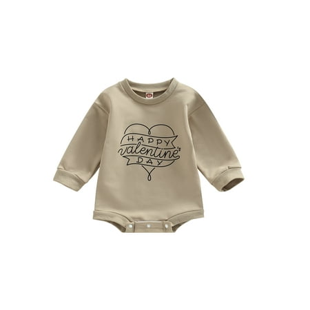 

Fayueye Baby Girls Spring Autumn Casual Romper Long Sleeve O Neck Letter Heart Print Playsuit